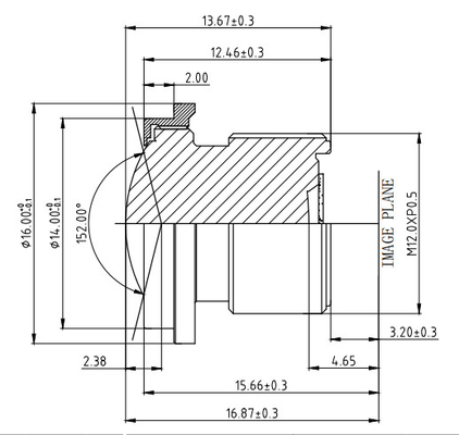 OMS M12 Lenzen 2.35mm Waterdichte 1/2.7“ HD van de Voertuigcamera