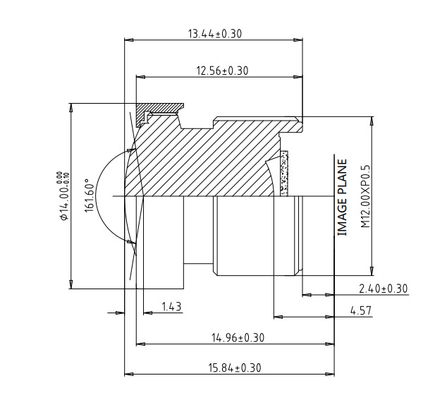 EFL2.2mm Car Digital Cabin Management System Lens, voorkant met een diameter van Ø14,2MP hoge pixel