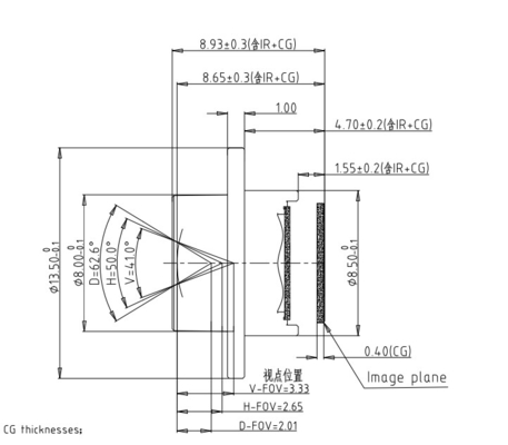 EFL5.21mm Lens en TTL8.93mm Hulp aandrijving Driver Fatigue Monitoring System voor M12*P0.5 draadgrootte