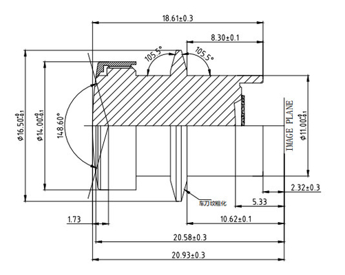 Track Offset And Range Recognition Autolens, Hoogresolutie Vervorming Controle Waterdicht Auto DVR Lens TTL20.93mm