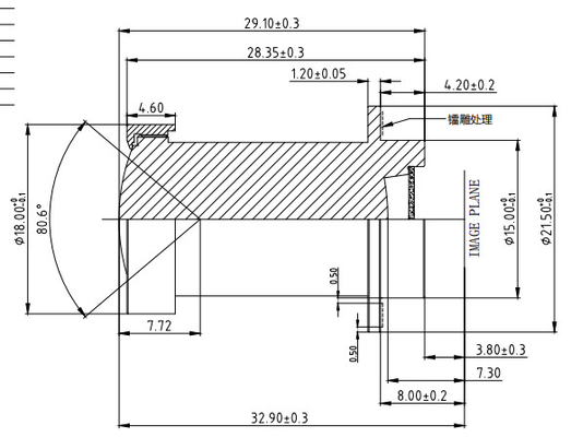 M Pixel 8MP Zwart HD HFOV Lens, TTL32.9mm High specification Car Waterproof ADAS Camera Lens