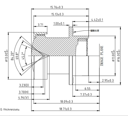 4.8 mm EFL Camera Monitor System Lens met sensorgrootte OX03F10 1920*1536 FBL/FFL 2.95